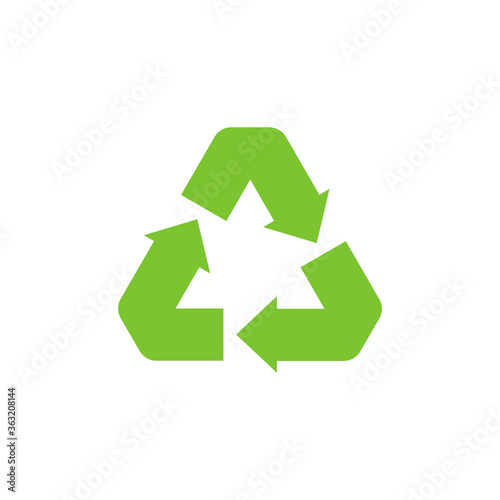 Flat icon recycle isolated on white background. Green arrows. Vector illustration.