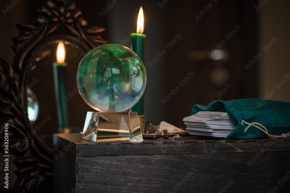 Magic crystal ball fortune teller ,love telling, esoteric concept