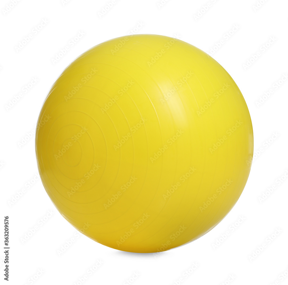 New yellow fitness ball isolated on white New yellow fitness ball isolated on white