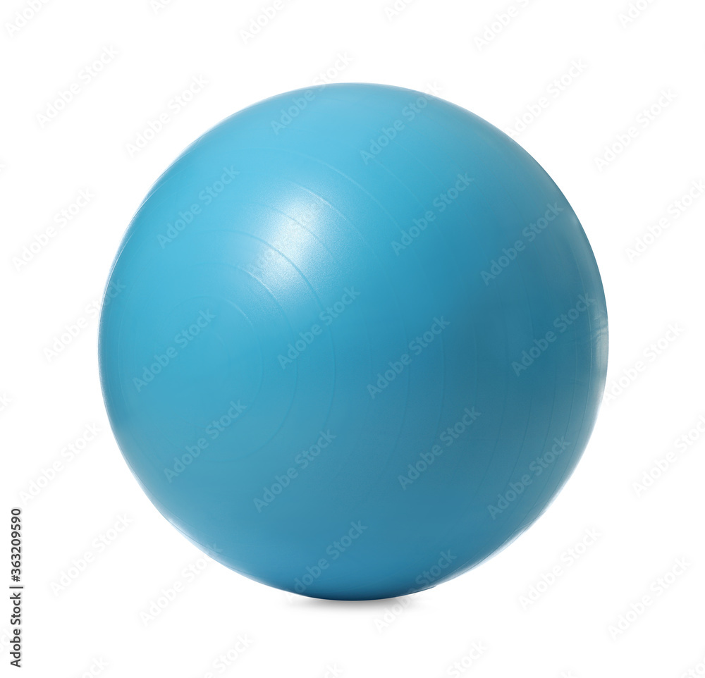 New blue fitness ball isolated on white