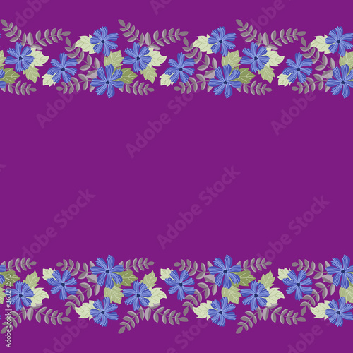 Seamless pleasant border in cute  flowers. Millefleurs. Floral background for textile, fabric manufacturing, wallpaper, covers, surface, print, gift wrap, scrapbooking, decoupage.