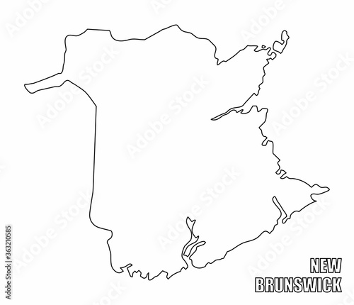 The New Brunswick province outline map isolated on white background, Canada