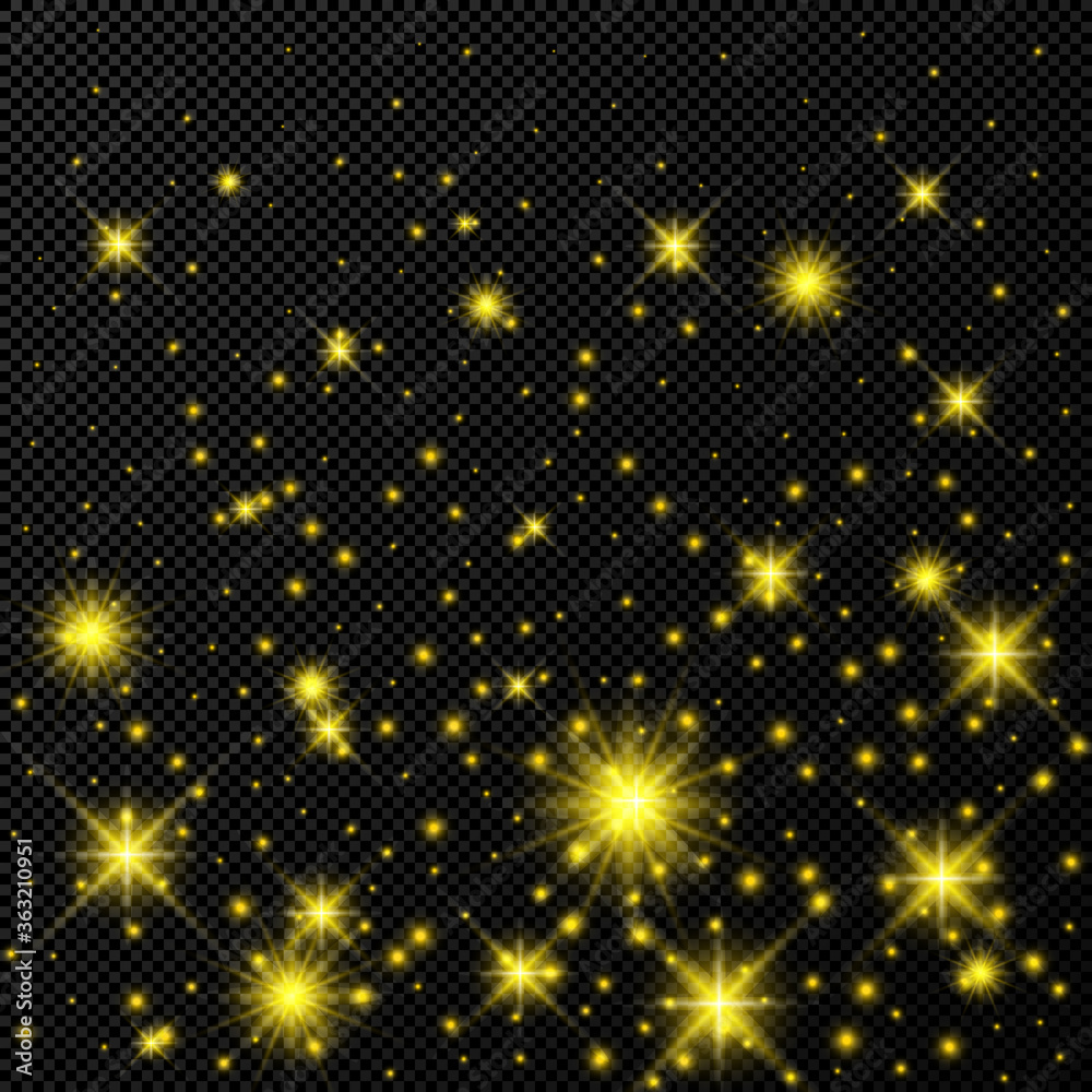Gold backdrop with stars and dust sparkles