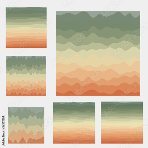Abstract waves background collection. Curves in autumn colors. Elegant vector illustration.