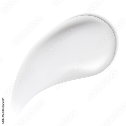 Sunscreen creme texture swatch. Shawing foam smear. Milk white cosmetic moisturizer drop mockup. Stroke sample of makeup foundation product isolated on background. Creamy mousse