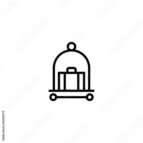 Suitcase cart icon vector in black line style icon, style isolated on white background