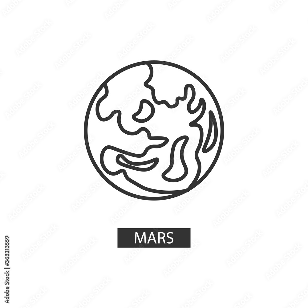 Vector planet Mars space Icon.