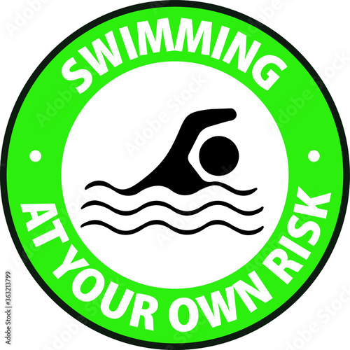 NO SWIMMING ALLOWED DO NOT SWIM BANNED PROHIBITED DEEP WATER FLASH FLOODS RISK NOTICE WARNING SIGN VECTOR ILLUSTRATION EPS