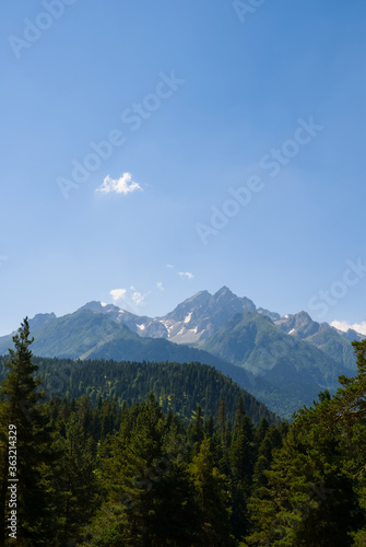 green mountain valley with high alone mount peak © Yuriy Kulik