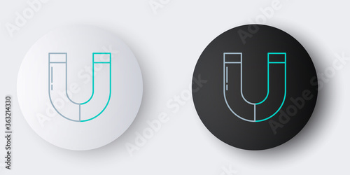 Line Magnet icon isolated on grey background. Horseshoe magnet, magnetism, magnetize, attraction. Colorful outline concept. Vector.