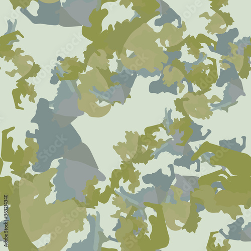 Forest camouflage of various shades of green and blue colors