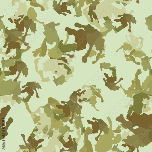 Forest camouflage of various shades of green and brown colors