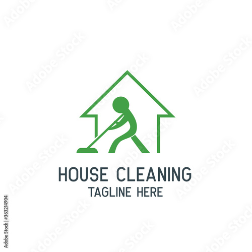 cleaning service logo with text space for your slogan, tagline, vector illustration