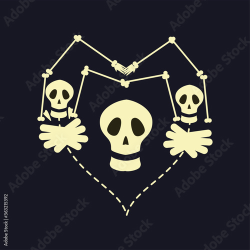 dancing skeleton on the move. vector illustration