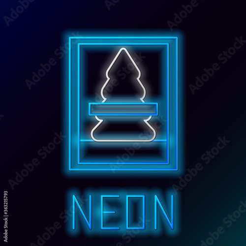 Glowing neon line Christmas postcard icon isolated on black background. Merry Christmas and Happy New Year. Colorful outline concept. Vector.