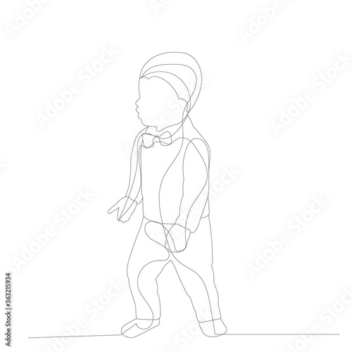 vector  isolated  drawing a continuous line the boy is walking