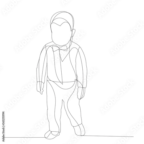 isolated, continuous line drawing baby is walking