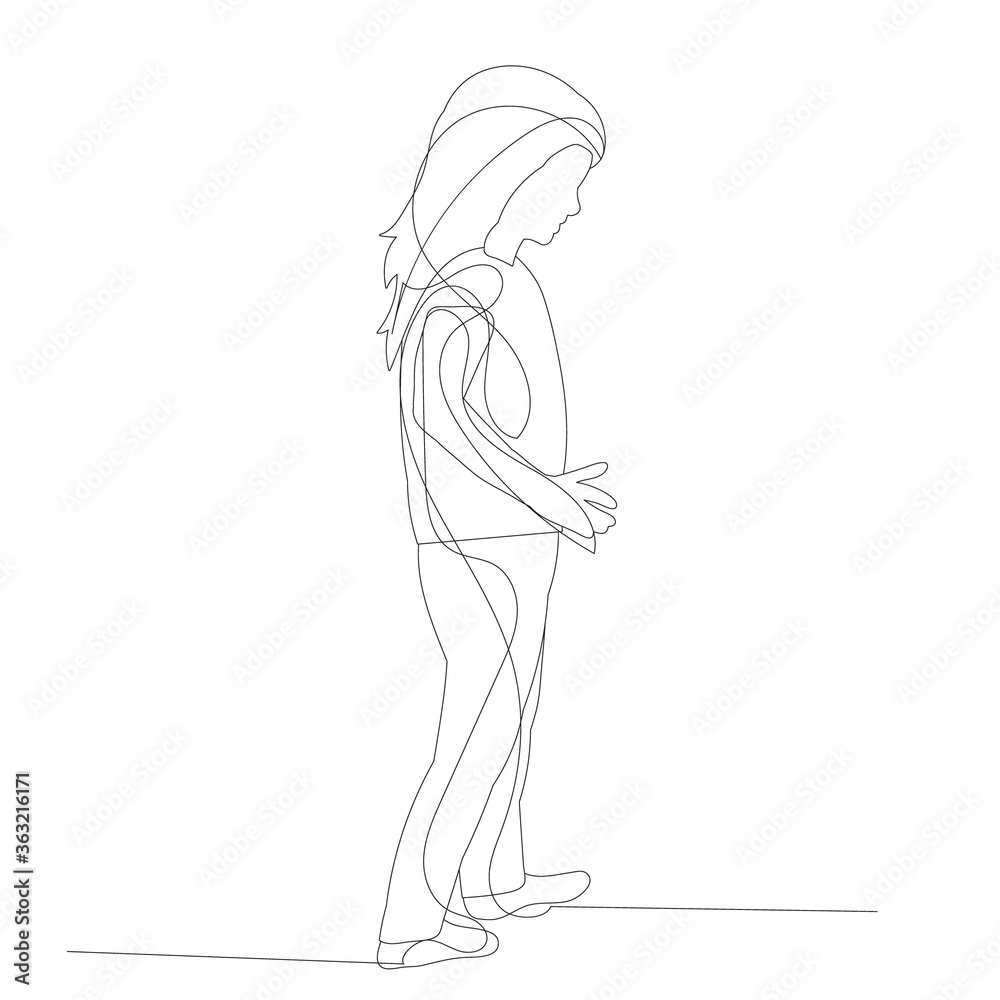 continuous line drawing of a little girl continuous line drawing of a little girl