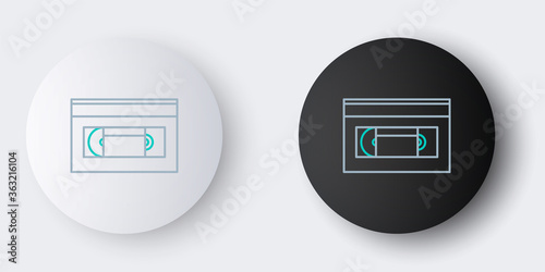 Line VHS video cassette tape icon isolated on grey background. Colorful outline concept. Vector.