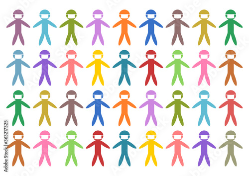 マスクをした人々のアイコンイラスト