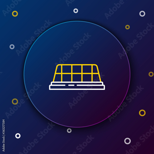 Line Taxi car roof icon isolated on blue background. Colorful outline concept. Vector.