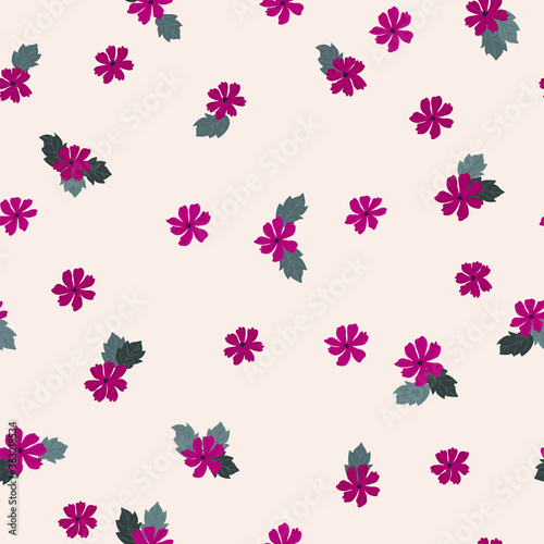 Amazing seamless floral pattern with bright colorful small flowers. Folk style millefleurs. Plant background for textile, wallpaper, pattern fills, covers, surface, print, wrap, scrapbooking,decoupage