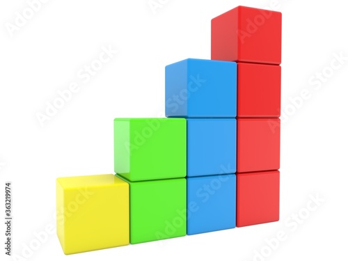 Colored toy blocks stacked in poles