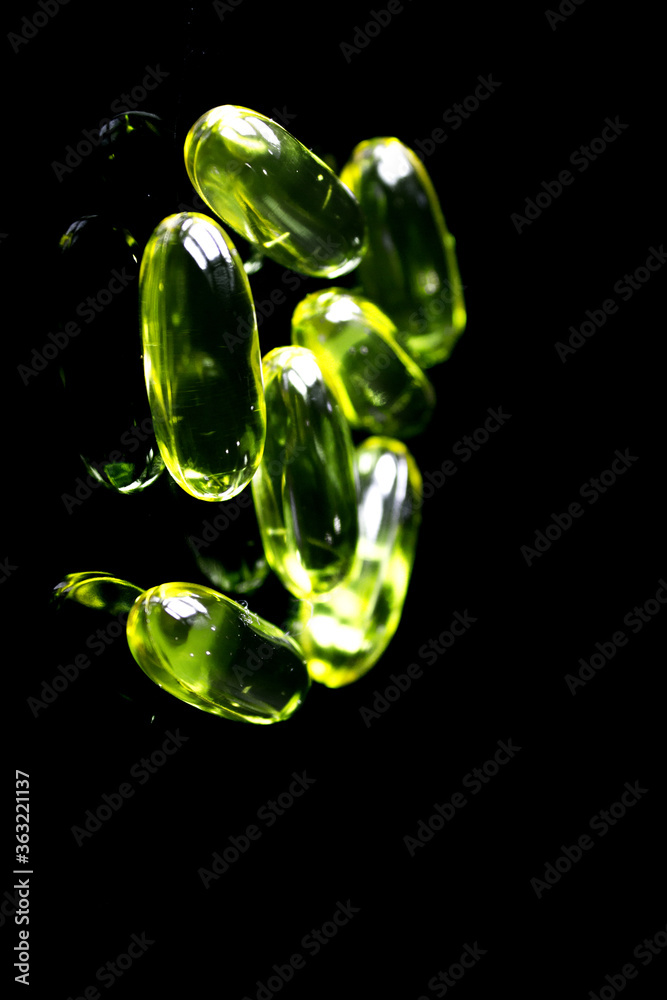 A group of fish oil capsules
