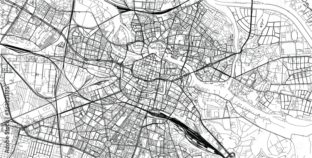 Fototapeta Miejski wektor mapa miasta Wrocław, Polska