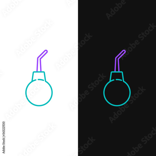 Line Enema pear icon isolated on white and black background. Medical rubber pump. Colorful outline concept. Vector.