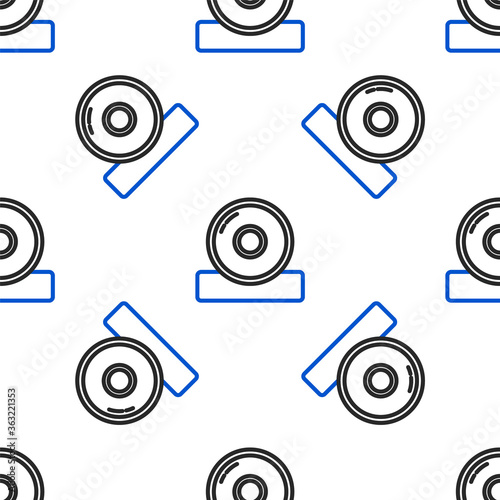 Line Otolaryngological head reflector icon isolated seamless pattern on white background. Equipment for inspection the patient's ear, throat and nose. Colorful outline concept. Vector.