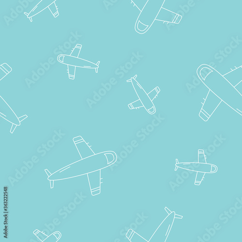 Wrapping paper - Seamless pattern of airplane and travel symbols for vector graphic design