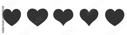 Set of heart icons, love concept isolated on white