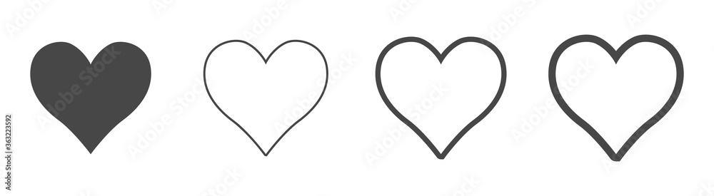 Set of heart icons, love concept isolated on white Set of heart icons, love concept isolated on white