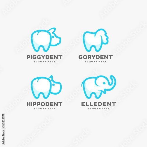 Animals and Tooth logo template photo