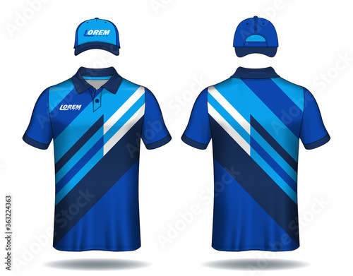Set of uniform template, polo shirts and caps.	