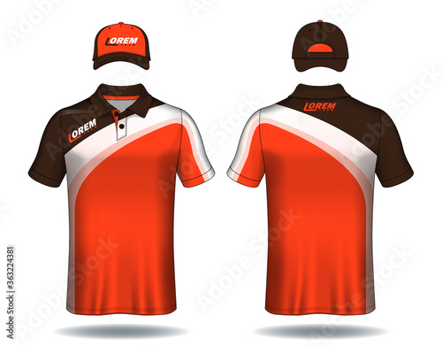 Set of uniform template, polo shirts and caps.	