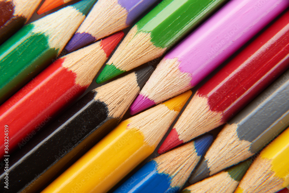Close up macro shot color pencil pile pencil tips Close up macro shot color pencil pile pencil tips