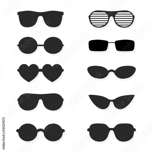 Set of sunglasses isolated on a white background. Vector illustration