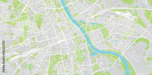 Urban vector city map of Warsaw  Poland