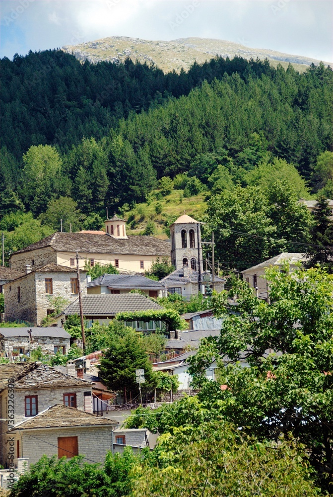 A panoramic view of Skamneli village, one of the 45 villages known as Zagoria or Zagorochoria in Epirus region of southwestern Greece.