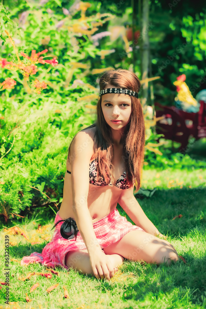 lovely brown haired young lady in tropical Florida swamp forest lovely brown haired young lady in tropical Florida swamp forest
