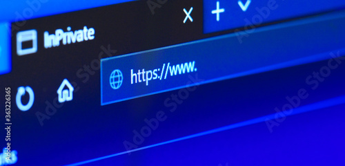 Slika na platnu Computer Screen With Address Bar of Web Browser in private mode