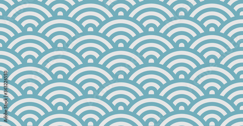 Geometric colorful seamless pattern design. Semicircles or half circle in blue and grey pattern for print, fabric or background.