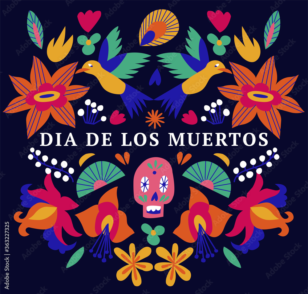 Vector illustration banner with mexican flowers for Day of the dead, Dia de los moertos. Fiesta, holiday poster, party flyer. Vector illustration banner with mexican flowers for Day of the dead, Dia de los moertos. Fiesta, holiday poster, party flyer.