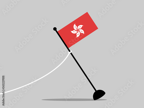 Flag of Hongkong / Hong Kong is removed. End of the country, state and autonomous area. Vector illustration.