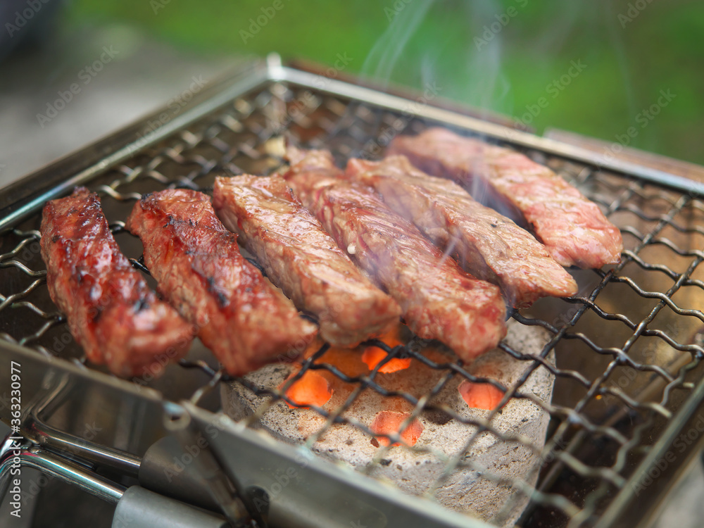 登山で焼く黒毛和牛（イチボ）