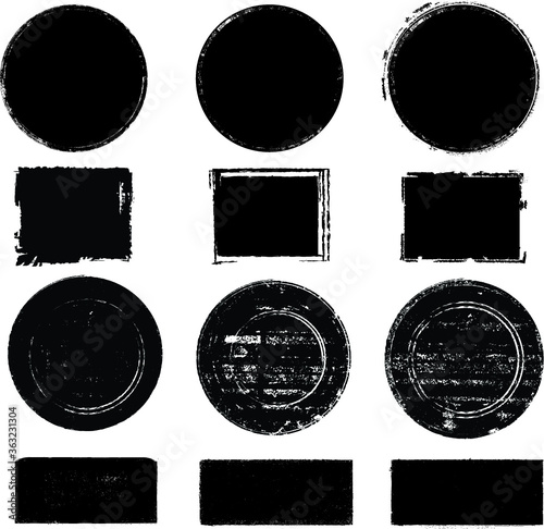 Grunge post Stamps Collection, Circles. Banners, Insignias , Logos, Icons, Labels and Badges Set . vector distress textures.blank shapes.