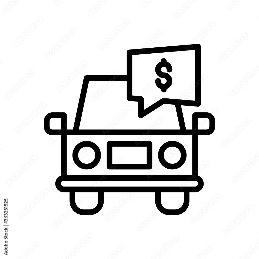 vehicle price icon isolated on white background. vector illustration in line style. EPS 10 vehicle price icon isolated on white background. vector illustration in line style. EPS 10
