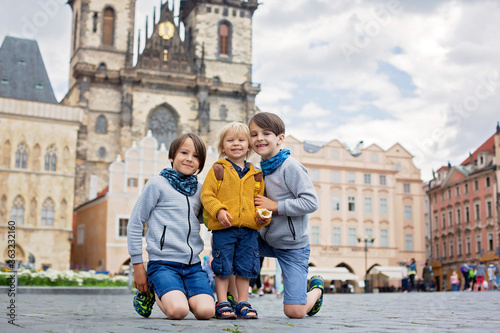 Photography Cute child, boy, visiting Prague after the quarantine Covid 19